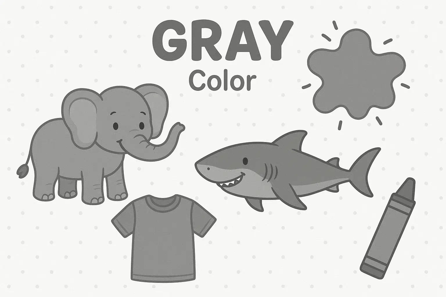 ما هو اللون الرمادي بالإنجليزي للأطفال؟ Gray Color in English